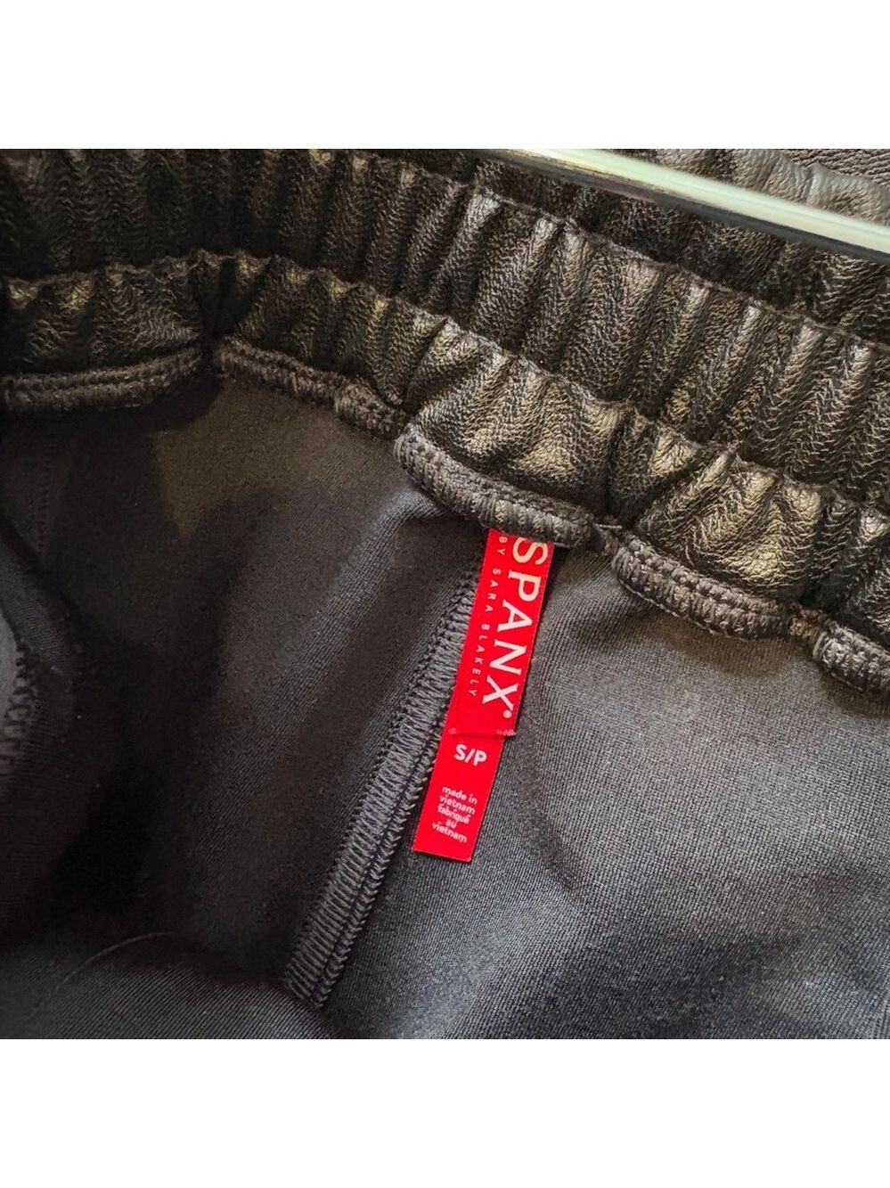 SPANX Black Faux Leather Joggers Size SP - Picture 3 of 7